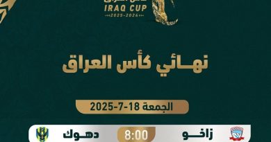 واع /رسمياً.. ملعب نوروز يحتضن المباراة النهائية لبطولة الكأس