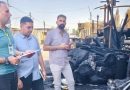 واع /فريق بيئي في نينوى يتابع  حادث حريق مخازن الخشب في منطقة الفيصلية
