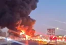 واع / اندلاع حريق كبير نتيجة انقلاب صهريج على سريع الشعلة في بغداد